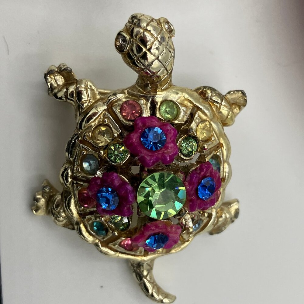 Vintage Gold Tone Turtle Brooch